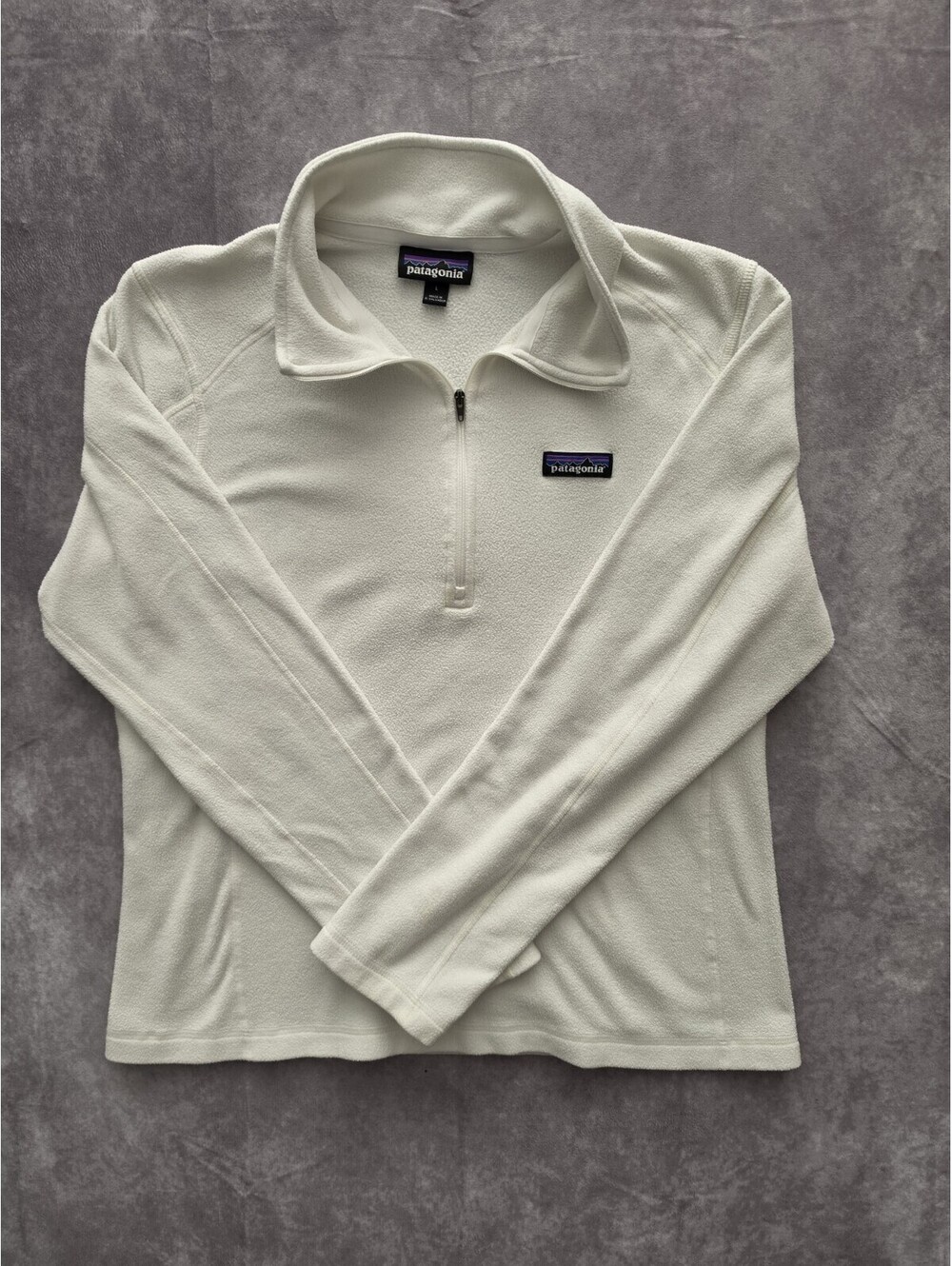 SKU0232 Patagonia Women’s Large White Lightweight Synchilla Fleece 1/4 Zip